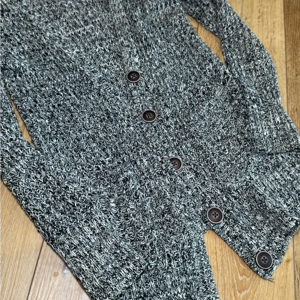 American Eagle Marled Knit Button Front Cardigan Sweater Gray White Women’s M - Picture 3 of 7